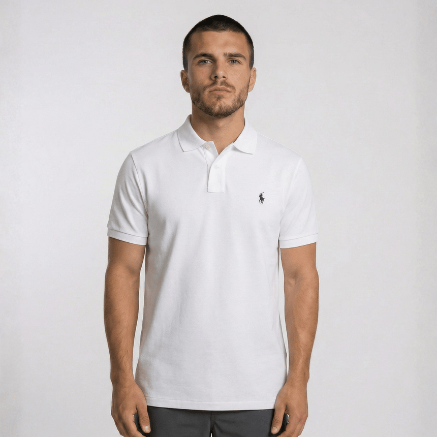 Polo Ralph Lauren Slim Fit Mesh Polo Shirt in White - Boinclo - Outlet Sale Under Retail