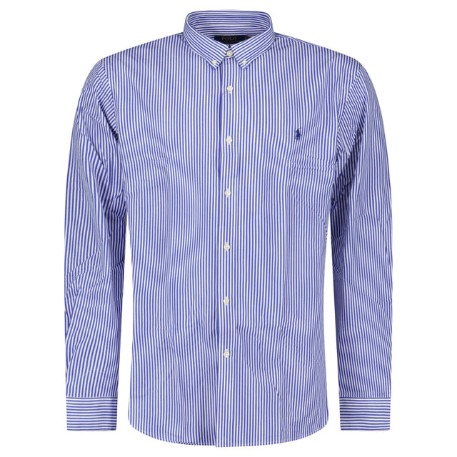 Polo Ralph Lauren Slim Fit Striped Stretch Poplin Shirt in Blue and White Stripe - Boinclo - Outlet Sale Under Retail