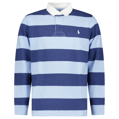 Polo Ralph Lauren The Iconic Rugby Shirt in Powder Blue and Newport Navy - Boinclo - Outlet Sale Under Retail