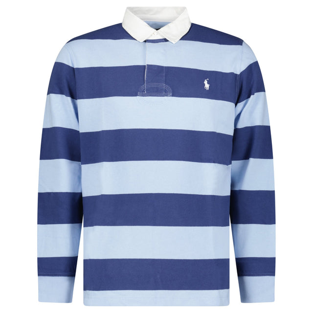 Polo Ralph Lauren The Iconic Rugby Shirt in Powder Blue and Newport Navy - Boinclo - Outlet Sale Under Retail