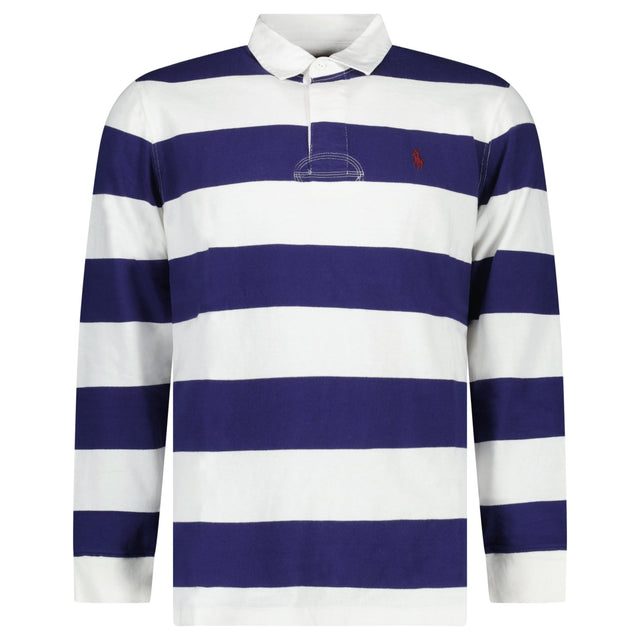 Polo Ralph Lauren The Iconic Rugby Shirt in White and Newport Navy - Boinclo - Outlet Sale Under Retail