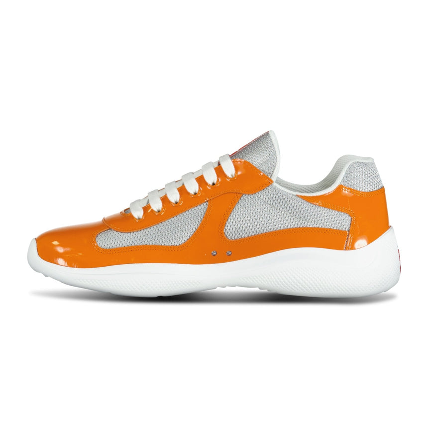 Prada Americas Cup Mesh Trainers in Patent Orange - Boinclo - Outlet Sale Under Retail