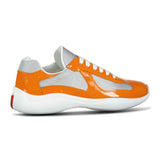 Prada Americas Cup Mesh Trainers in Patent Orange - Boinclo - Outlet Sale Under Retail