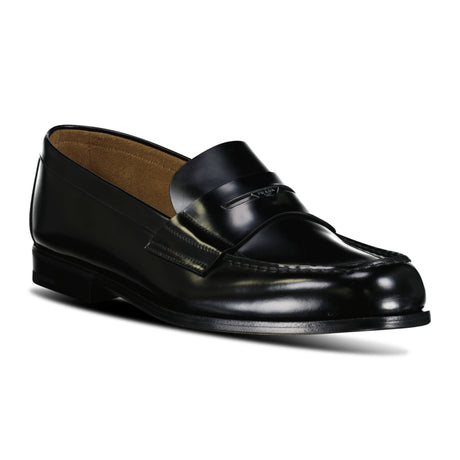 Prada Brushed Leather Metal Applique Loafers Black - Boinclo ltd - Outlet Sale Under Retail