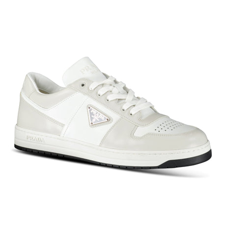 Prada Downtown Leather Low Top Trainers in White and Beige - Boinclo - Outlet Sale Under Retail