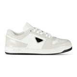 Prada Downtown Leather Low Top Trainers in White and Beige - Boinclo - Outlet Sale Under Retail