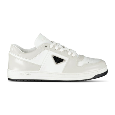 Prada Downtown Leather Low Top Trainers in White and Beige - Boinclo - Outlet Sale Under Retail