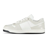 Prada Downtown Leather Low Top Trainers in White and Beige - Boinclo - Outlet Sale Under Retail