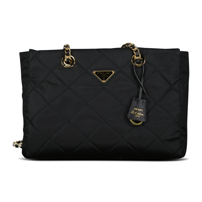 Prada Large Recycled Nylon Totebag in Nero - Boinclo - Outlet Sale Under Retail