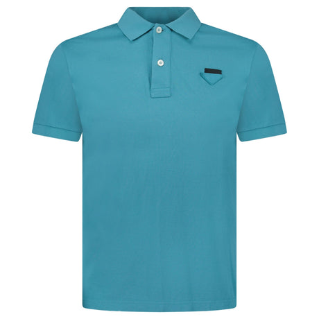 Prada Logo - Badge Cotton - Piqué Polo Shirt in Teal (Pre - Loved) - Boinclo - Outlet Sale Under Retail