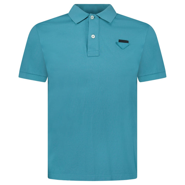 Prada Logo - Badge Cotton - Piqué Polo Shirt in Teal (Pre - Loved) - Boinclo - Outlet Sale Under Retail