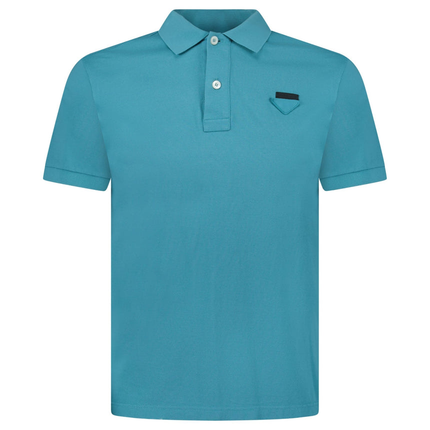 Prada Logo - Badge Cotton - Piqué Polo Shirt in Teal (Pre - Loved) - Boinclo - Outlet Sale Under Retail