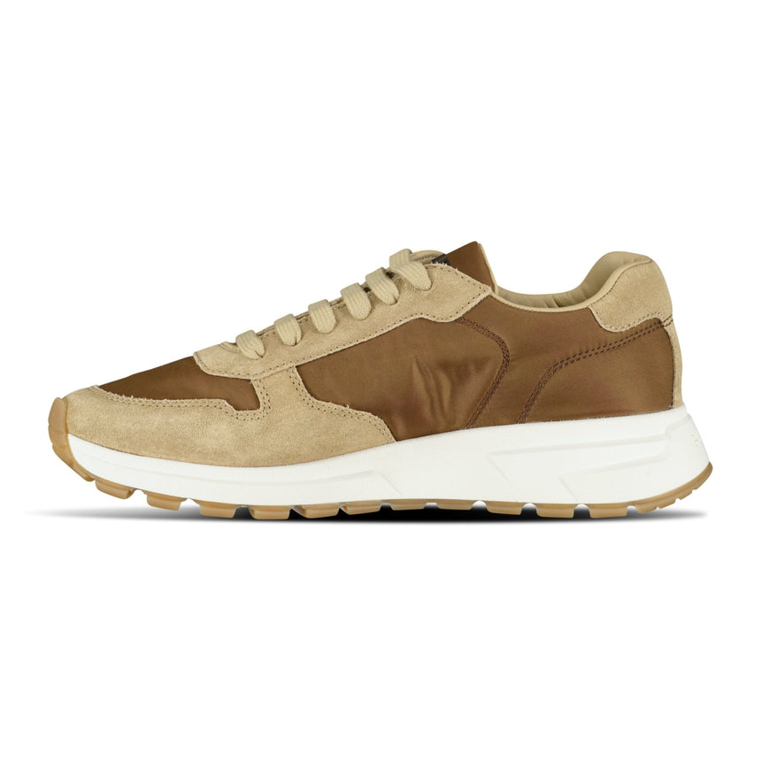 Prada Prax 01 Triangle Logo Suede Trainers Brown & Beige - Boinclo - Outlet Sale Under Retail