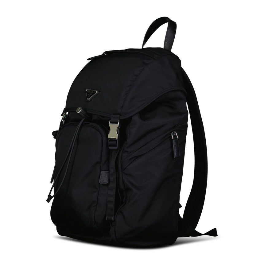 Prada Re - Nylon and Saffiano Leather Backpack in Black - Boinclo - Outlet Sale Under Retail