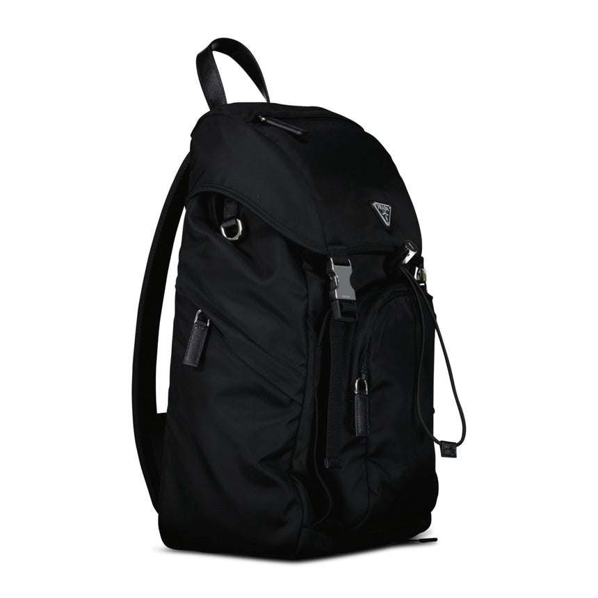 Prada Re - Nylon and Saffiano Leather Backpack in Black - Boinclo - Outlet Sale Under Retail