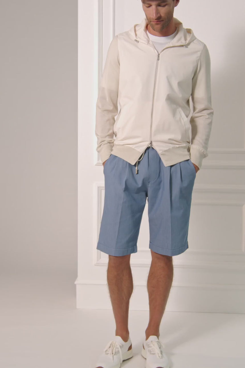 Gran Sasso Athleisure Hooded Jacket in Cream