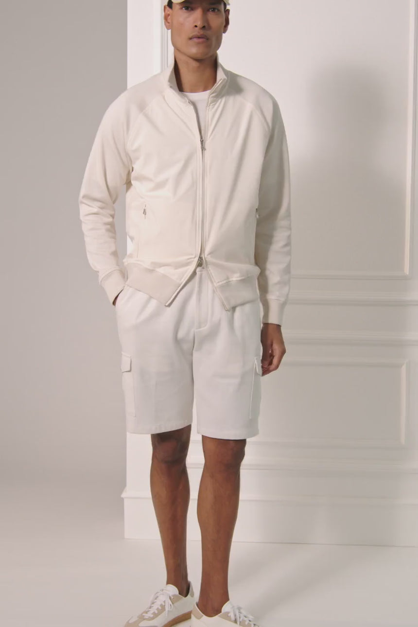 Gran Sasso Full Zip Cotton/ Nylon Jacket in Cream