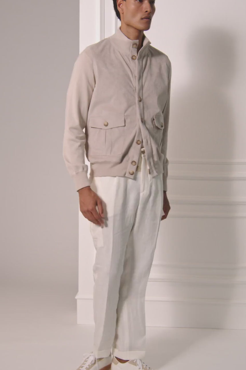 Gran Sasso Alcantara Suede-Effect Jacket in Beige