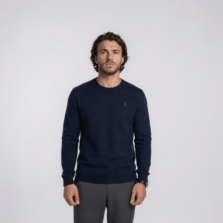 Ralph Lauren Slim Fit Cotton Jumper in Navy - Boinclo - Outlet Sale Under Retail