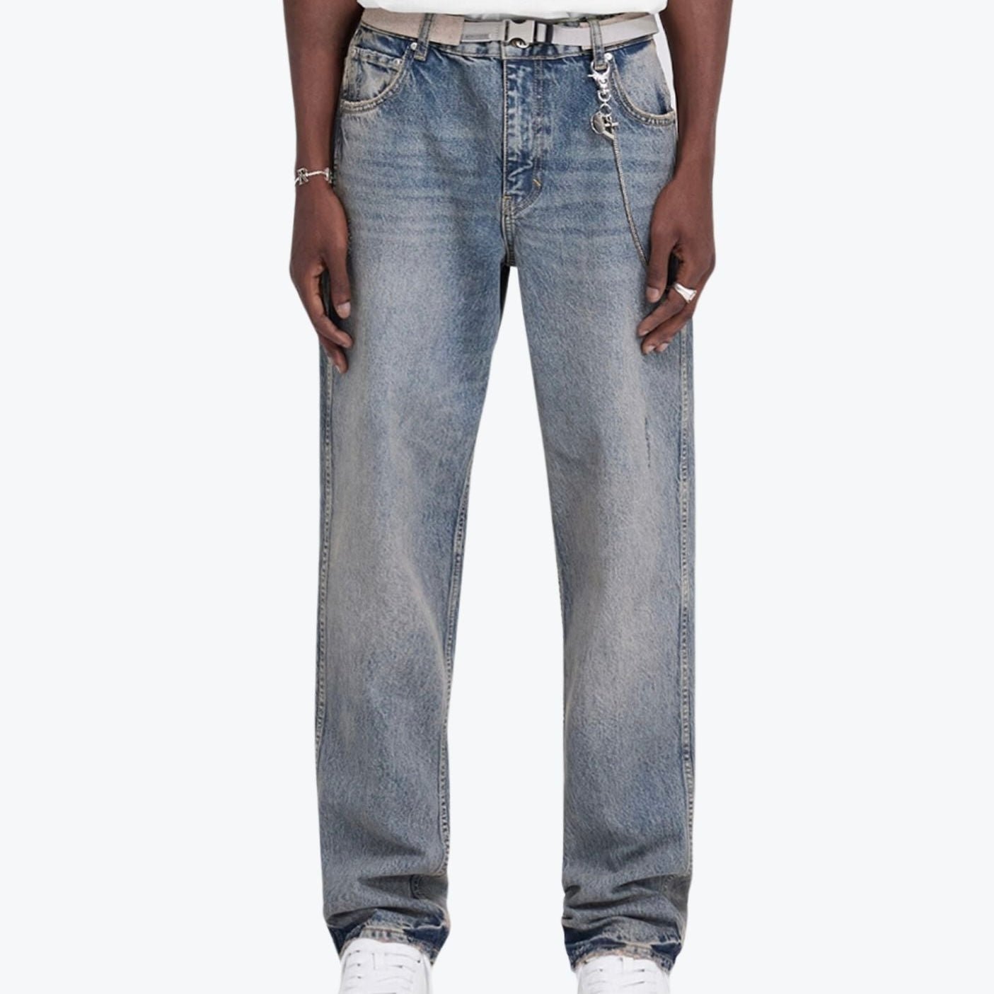 Represent R2 Straight Leg Denim Jeans Mid Blue - Outlet Sale