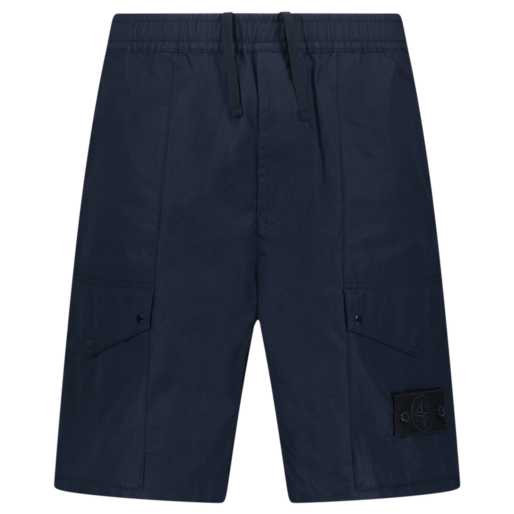 Color variation of Stone Island All-Weather Cotton Canvas Ghost Cargo Shorts in Navy
