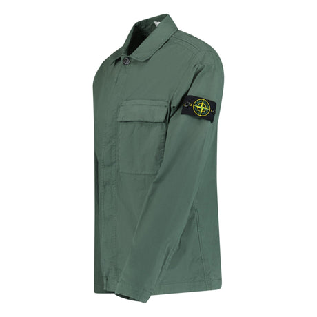 Stone Island Badge Button Up Overshirt Jacket Green - Boinclo ltd - Outlet Sale Under Retail