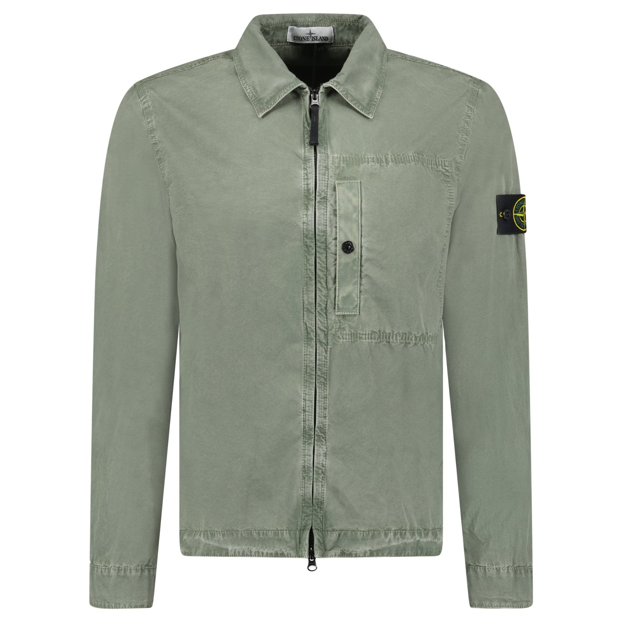 ＜STONE ＞23ss OVERSHIRT カーキ Stone Island Khaki Green Ghost Stretch Cotton Overshirt