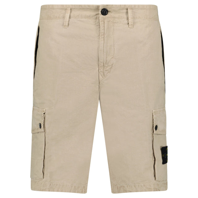 Stone Island Brushed Organic Cotton Canvas ‘OLD’ Effect Cargo Shorts in Desert Beige - Boinclo - Outlet Sale Under Retail