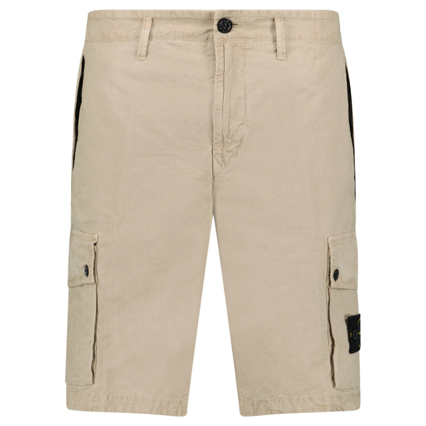 Stone Island Brushed Organic Cotton Canvas ‘OLD’ Effect Cargo Shorts in Desert Beige - Boinclo - Outlet Sale Under Retail