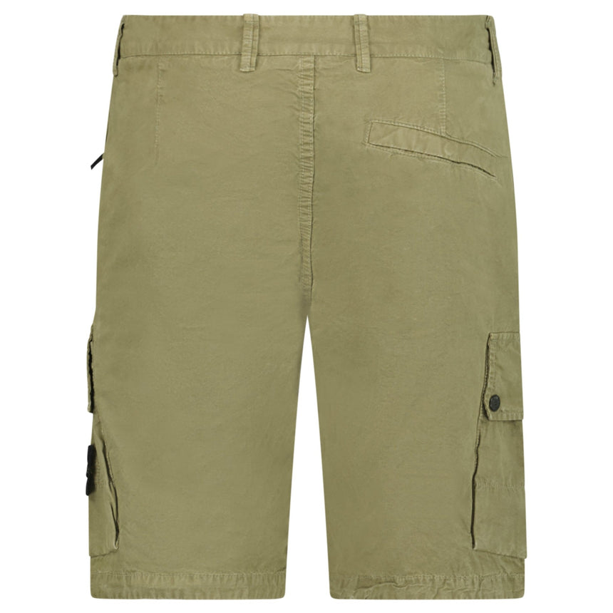 Stone Island Brushed Organic Cotton Canvas ‘OLD’ Effect Cargo Shorts in Military Green - Boinclo - Outlet Sale Under Retail