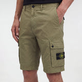 Stone Island Brushed Organic Cotton Canvas ‘OLD’ Effect Cargo Shorts in Military Green - Boinclo - Outlet Sale Under Retail
