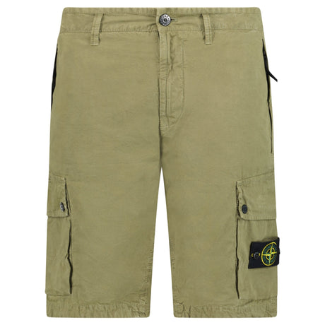 Stone Island Brushed Organic Cotton Canvas ‘OLD’ Effect Cargo Shorts in Military Green - Boinclo - Outlet Sale Under Retail