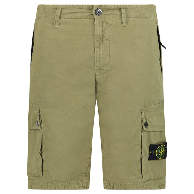 Stone Island Brushed Organic Cotton Canvas ‘OLD’ Effect Cargo Shorts in Military Green - Boinclo - Outlet Sale Under Retail