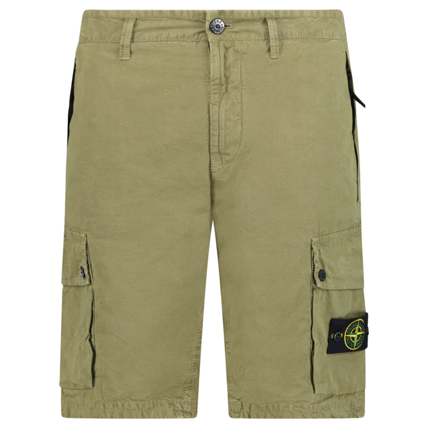 Stone Island Brushed Organic Cotton Canvas ‘OLD’ Effect Cargo Shorts in Military Green - Boinclo - Outlet Sale Under Retail