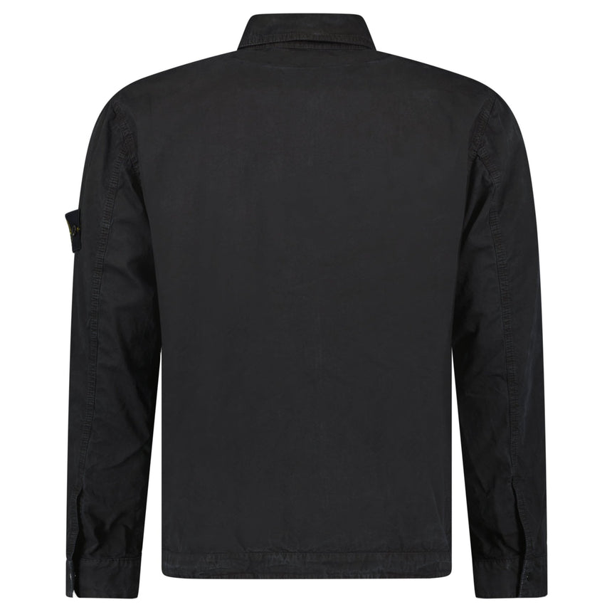 Stone Island Brushed Organic Cotton Canvas ‘OLD’ Effect Overshirt in Black - Boinclo - Outlet Sale Under Retail