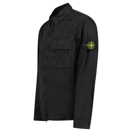 Stone Island Brushed Organic Cotton Canvas ‘OLD’ Effect Overshirt in Black - Boinclo - Outlet Sale Under Retail
