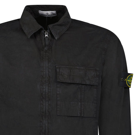 Stone Island Brushed Organic Cotton Canvas ‘OLD’ Effect Overshirt in Black - Boinclo - Outlet Sale Under Retail