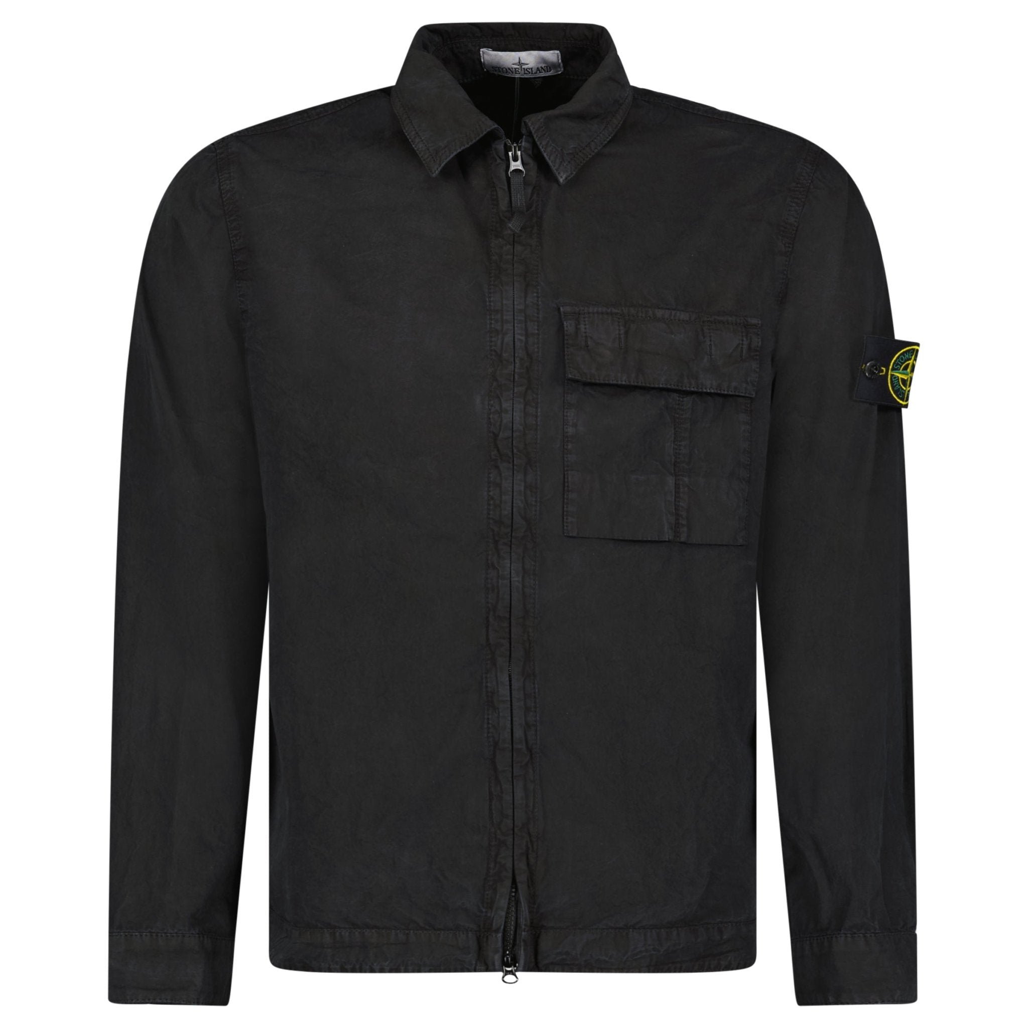 Color variation of Stone Island Brushed Organic Cotton Canvas ‘OLD’ Effect Overshirt in Black