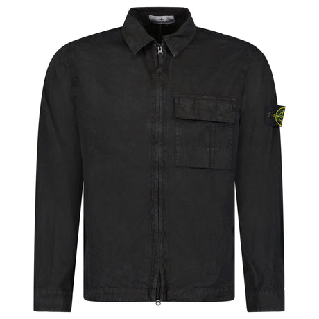 Stone Island Brushed Organic Cotton Canvas ‘OLD’ Effect Overshirt in Black - Boinclo - Outlet Sale Under Retail