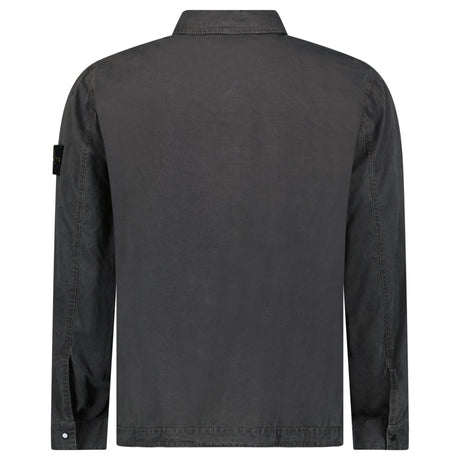 Stone Island Brushed Organic Cotton Canvas ‘OLD’ Effect Overshirt in Charcoal Grey - Boinclo - Outlet Sale Under Retail