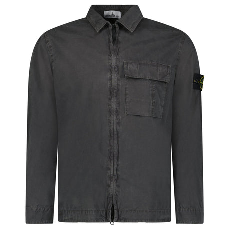 Stone Island Brushed Organic Cotton Canvas ‘OLD’ Effect Overshirt in Charcoal Grey - Boinclo - Outlet Sale Under Retail