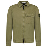 Stone Island Brushed Organic Cotton Canvas ‘OLD’ Effect Overshirt in Military Green - Boinclo - Outlet Sale Under Retail