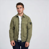 Stone Island Brushed Organic Cotton Canvas ‘OLD’ Effect Overshirt in Military Green - Boinclo - Outlet Sale Under Retail