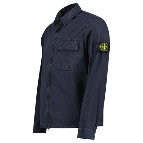Stone Island Brushed Organic Cotton Canvas ‘OLD’ Effect Overshirt in Navy - Boinclo - Outlet Sale Under Retail