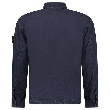 Stone Island Brushed Organic Cotton Canvas ‘OLD’ Effect Overshirt in Navy - Boinclo - Outlet Sale Under Retail