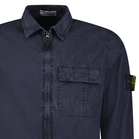 Stone Island Brushed Organic Cotton Canvas ‘OLD’ Effect Overshirt in Navy - Boinclo - Outlet Sale Under Retail