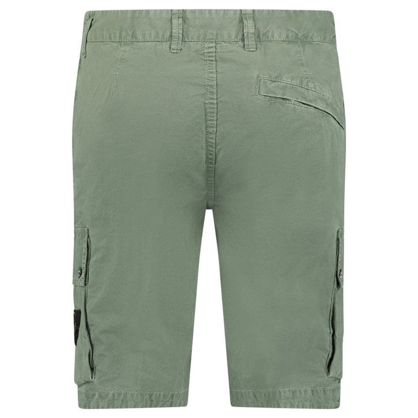 Stone Island Brushed Organic Cotton Canvas ‘Old’ Effect Shorts in Musk Green - Boinclo - Outlet Sale Under Retail