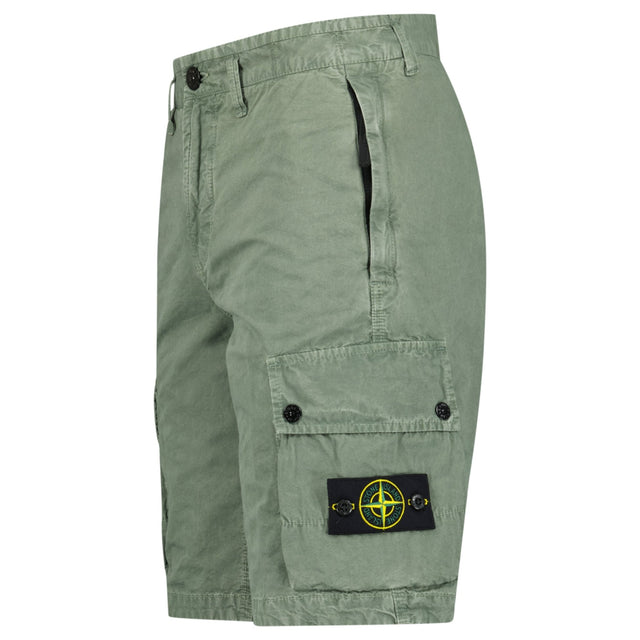 Stone Island Brushed Organic Cotton Canvas ‘Old’ Effect Shorts in Musk Green - Boinclo - Outlet Sale Under Retail