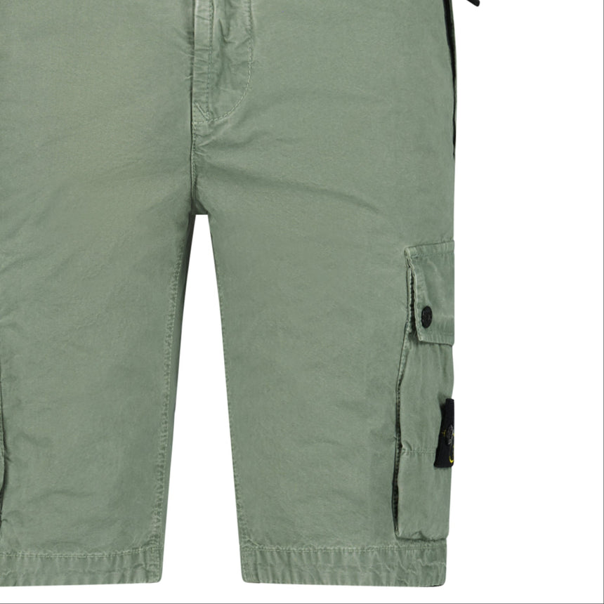 Stone Island Brushed Organic Cotton Canvas ‘Old’ Effect Shorts in Musk Green - Boinclo - Outlet Sale Under Retail