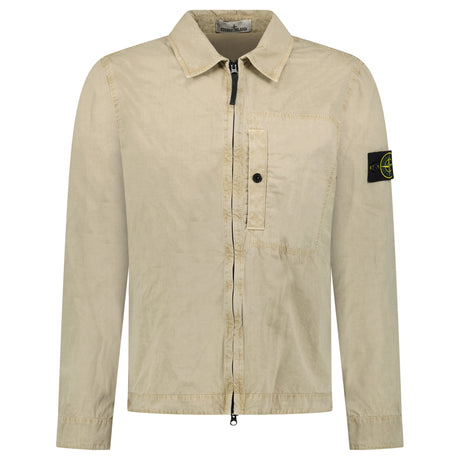 Stone Island Brushed Organic Cotton Canvas Overshirt in Desert - Boinclo - Outlet Sale Under Retail